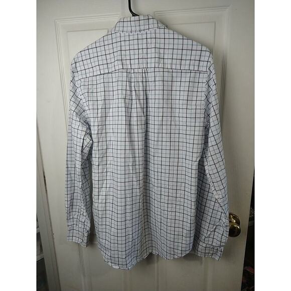 Tommy Hilfiger White Blue Windowpane Long Sleeve Custom Fit Button Shirt. Size M - Picture 8 of 8